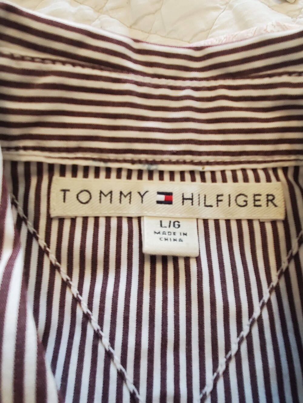 Tommy Hilfiger Women's Brown Stripe Button-Up Shirt Size Large - Picture 2 of 10